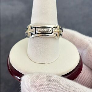 Unisex Sterling silver & 14k Gold 0.10tcw Diamond Ring/Band 10